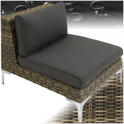 Tectake Anthracite Rattan Garden Furniture Villanova - Single Chair, Thick Seat Cushion, 69 X 89 X 72 Cm - Mottled