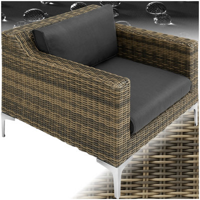 Tectake Villa Nova Modular Rattan Set: Aluminum ArmchairMottled Anthracite from B&Q