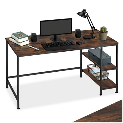 Tectake Desk CantonShelf With 2 Storage Compartments 60 CmIndustrial Wood DarkRustic from B&Q