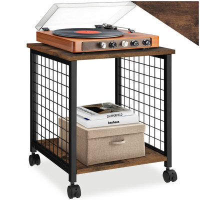 Tectake Bedside Table GaryIndustrial Style2 ShelvesSwivel Castors40 X 40 X 48 CmIndustrial Wood DarkRustic from B&Q