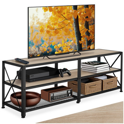 Tectake Industrial Tv StandLowboard Cabinet 3 Shelves Low Display Console 141 CmIndustrial Wood LightOak Sonoma from B&Q