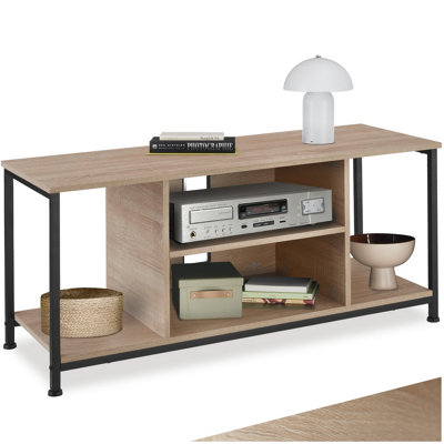Tectake Tv StandLowboard Cabinet With 4 CompartmentsAdjustable Shelf 110 CmIndustrial Wood LightOak Sonoma from B&Q