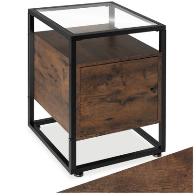 Tectake Bedside Table Dudley   Industrial Wood DarkRustic from B&Q