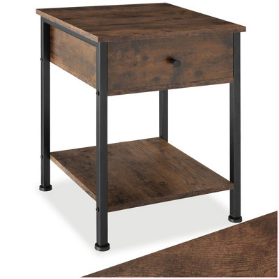 Tectake Bedside Table Bradford   Industrial Wood DarkRustic from B&Q