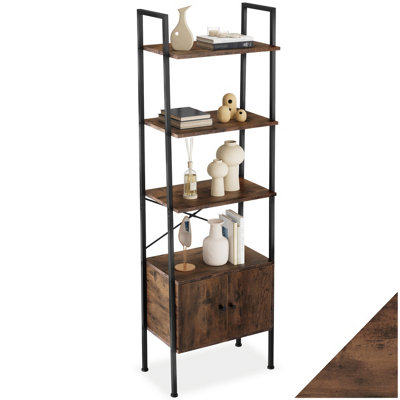 Tectake Ladder Shelf BrentwoodIndustrial Style4 Levels2 Cupboards 57.5 X 34 X 173 CmIndustrial Wood DarkRustic from B&Q