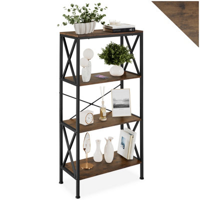 Tectake Standing Shelf BarryWith 4 Tiers Industrial Wood DarkRustic from B&Q