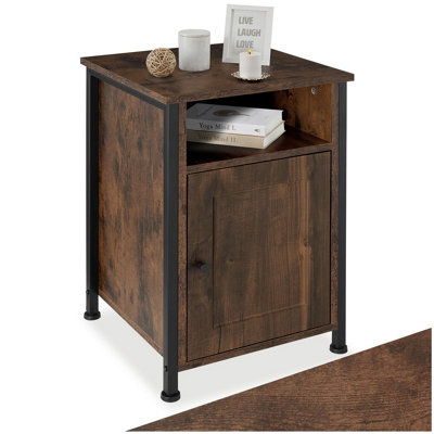 Tectake Bedside Table Blackburn   Industrial Wood DarkRustic from B&Q