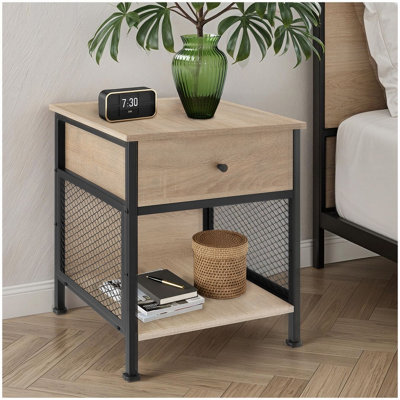 B&Q -  Bedside Table Killarney   Industrial Wood LightOak Sonoma