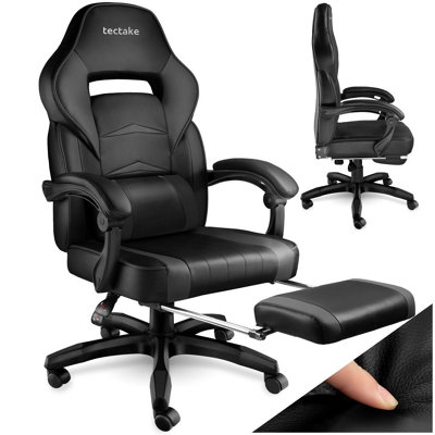 Tectake Gaming Chair ComodoErgonomic ShapeFootrestAdjustable BackrestBlack/black