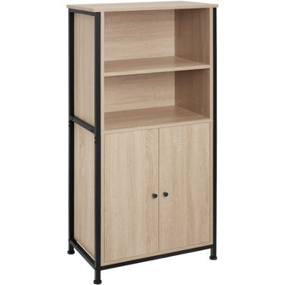 Tectake Display Cabinet DoncasterOpen Shelving2 CupboardsAdjustable Shelves  Industrial Wood LightOak Sonoma from B&Q