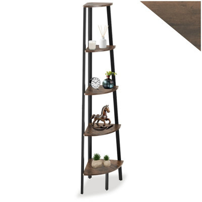 Tectake Corner Shelf Portland5 Tiers Industrial Wood DarkRustic from B&Q