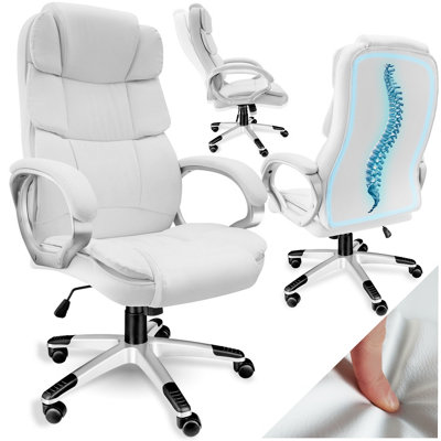 Tectake Office Chair JonasStepless Height AdjustmentErgonomicThick PaddingWhite from B&Q
