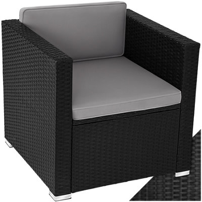Tectake Rattan Garden Armchair Lignano In Uv-Resistant Polyrattan With Seat And Back CushionsBlack1 from B&Q