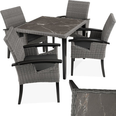 Tectake Garden Table And ChairsTarent Dining Table And 4 Rosarno ChairsGrey from B&Q