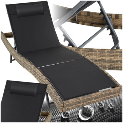 Tectake Sun Lounger Weatherproof And Uv-Resistant 6 Step Adjustable Backrest Poly Rattan Nature from B&Q