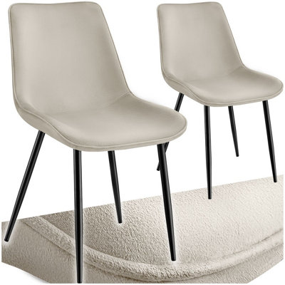Tectake Set Of 2 Dining Chair MonroePaddedVelvet LookErgonomic SeatBlack Steel Legs Cream from B&Q
