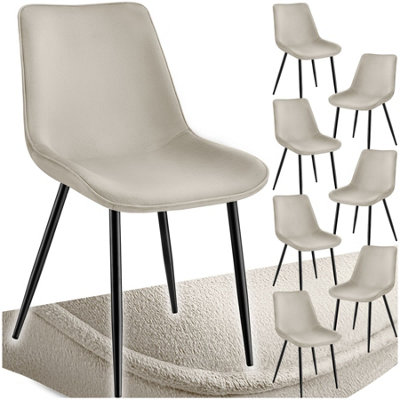 Tectake Set Of 8 Dining Chair MonroePaddedVelvet LookErgonomic SeatBlack Steel Legs Cream from B&Q