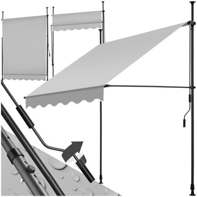 Tectake Awning With Hand CrankPressure Fitted Height Adjustable 150 X 180 CmLight Grey from B&Q