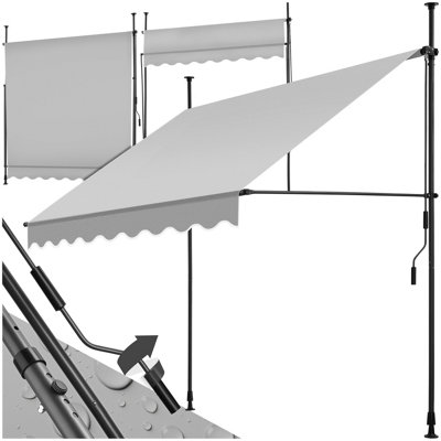 Tectake Awning With Hand CrankPressure Fitted Height Adjustable 200 X 180 CmLight Grey from B&Q
