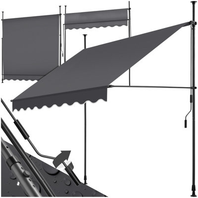 Tectake Awning With Hand CrankPressure Fitted Height Adjustable 200 X 180 CmBlack/grey from B&Q