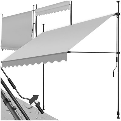 Tectake Awning With Hand CrankPressure Fitted Height Adjustable 250 X 180 CmLight Grey from B&Q