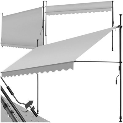 Tectake Awning With Hand CrankPressure Fitted Height Adjustable 350 X 180 CmLight Grey from B&Q