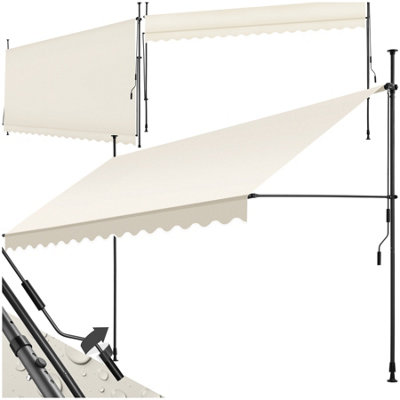 Tectake Awning With Hand CrankPressure Fitted Height Adjustable 400 X 180 CmBeige from B&Q