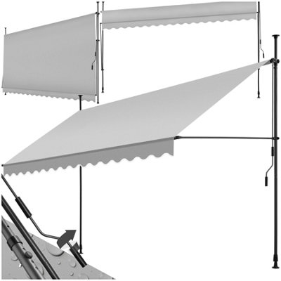 Tectake Awning With Hand CrankPressure Fitted Height Adjustable 400 X 180 CmLight Grey from B&Q