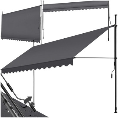 Tectake Awning With Hand CrankPressure Fitted Height Adjustable 400 X 180 CmBlack/grey from B&Q