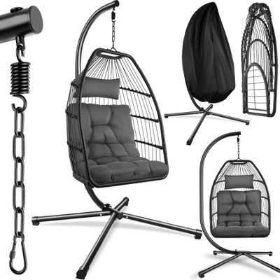 Tectake Ariane Dark Grey Thick Cushions And Protective Cover Egg Chair - Image 2