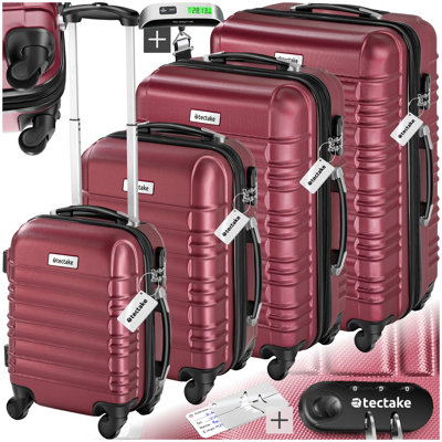 B&Q -  Suitcase Set Mila4 Hard-Shell SuitcasesIncluding Luggage Scales And Tags  Burgundy