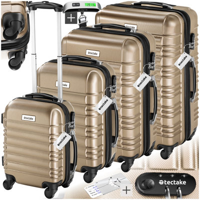 Tectake Suitcase Set Mila - Hard-Shell Suitcases, Including Luggage Scales And Tags - Champagne Size 4