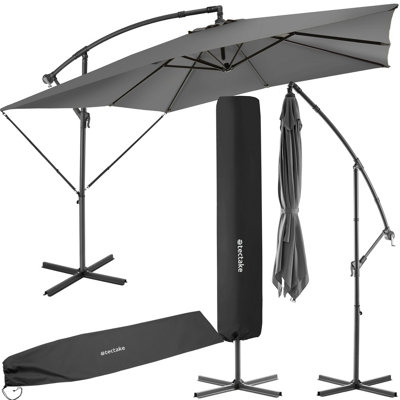 Tectake Parasol Apollo250 X 250 CmTilt AdjustableProtective Cover IncludedLight Grey from B&Q