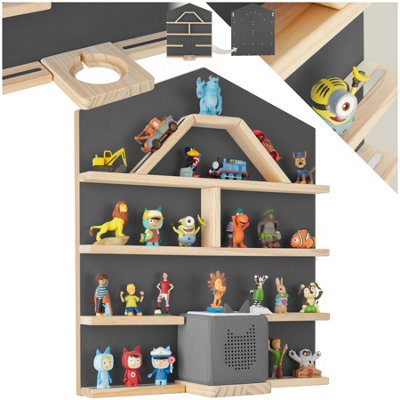 Tectake Floating Shelf Mylittle Story For Up To 50 Tonies In House Design With Magnetic Strips Anthracite from B&Q