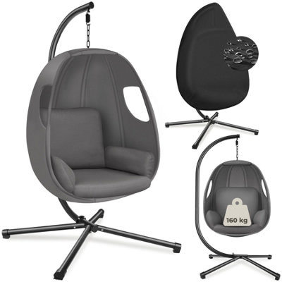 Tectake Hanging Egg Chair AnikaWith Frame And Extra Thick Seat CushionAnthracite from B&Q