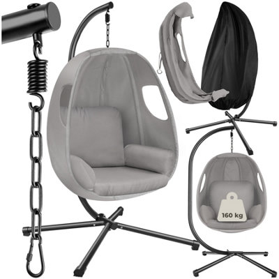 Tectake Hanging Egg Chair AnikaWith Frame And Extra Thick Seat CushionLight Grey1 from B&Q