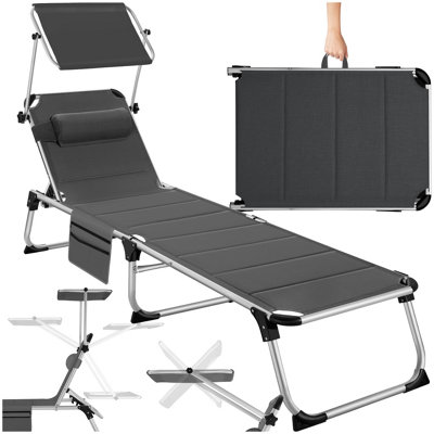 Tectake 1 Lorella Aluminum Sun LoungerUpholsteredFoldableGrey from B&Q