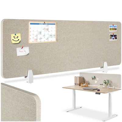 Tectake Desk Partition NoisySound-Absorbing 130 X 40 CmBeige from B&Q