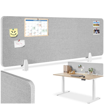 Tectake Desk Partition NoisySound-Absorbing 160 X 40 CmGrey from B&Q