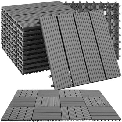 Tectake Composite Decking TegulasClick SystemWood LookOutdoor Safe Set Of 11 Grey from B&Q