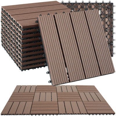 Tectake Composite Decking TegulasClick SystemWood LookOutdoor Safe Set Of 11 Brown from B&Q