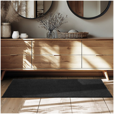 Tectake Rug Zonelle Short Pile And Ultra-Soft Carpet In Rectangular Or Round Design 80 X 150 CmBlack from B&Q