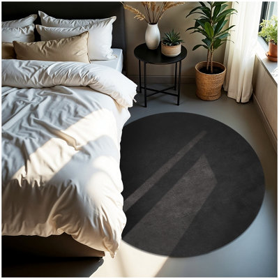 Tectake Rug Zonelle Short Pile And Ultra-Soft Carpet In Rectangular Or Round Design   120 CmAnthracite from B&Q
