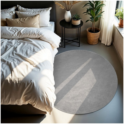 Tectake Rug Zonelle Short Pile And Ultra-Soft Carpet In Rectangular Or Round Design   120 CmGrey from B&Q