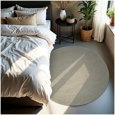 Tectake Rug Zonelle Short Pile And Ultra-Soft Carpet In Rectangular Or Round Design   120 CmSand from B&Q