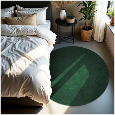 Tectake Rug Zonelle Short Pile And Ultra-Soft Carpet In Rectangular Or Round Design   120 CmGreen from B&Q