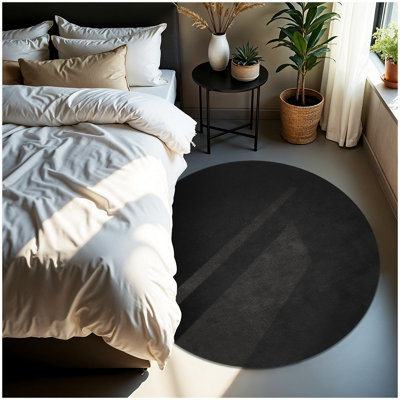 Tectake Rug Zonelle Short Pile And Ultra-Soft Carpet In Rectangular Or Round Design   120 CmBlack from B&Q