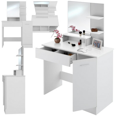 Tectake Dressing Table ZoeDrawerMirrorCupboard And Storage ShelvesWhite from B&Q