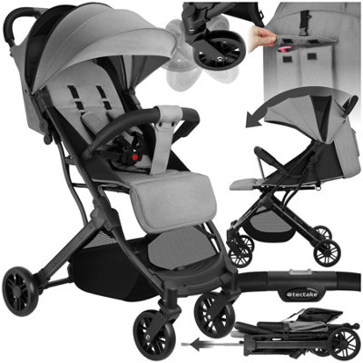 Tectake Pushchair FinnFoldable5-Point HarnessOne-Hand FoldingEasy-Care Fabric Grey from B&Q