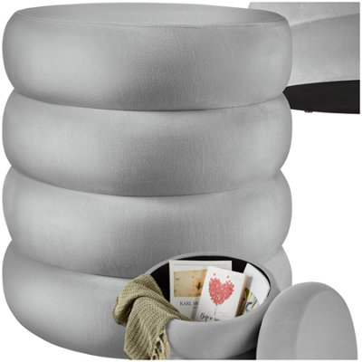 B&Q -  Stool AltuPadded SeatLarge Storage SpaceVelvet Look Grey1